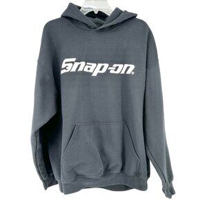 Snap On Logo Hoodie Sweatshirt XL Black White Heavy Blend by Gildan Cotton Poly